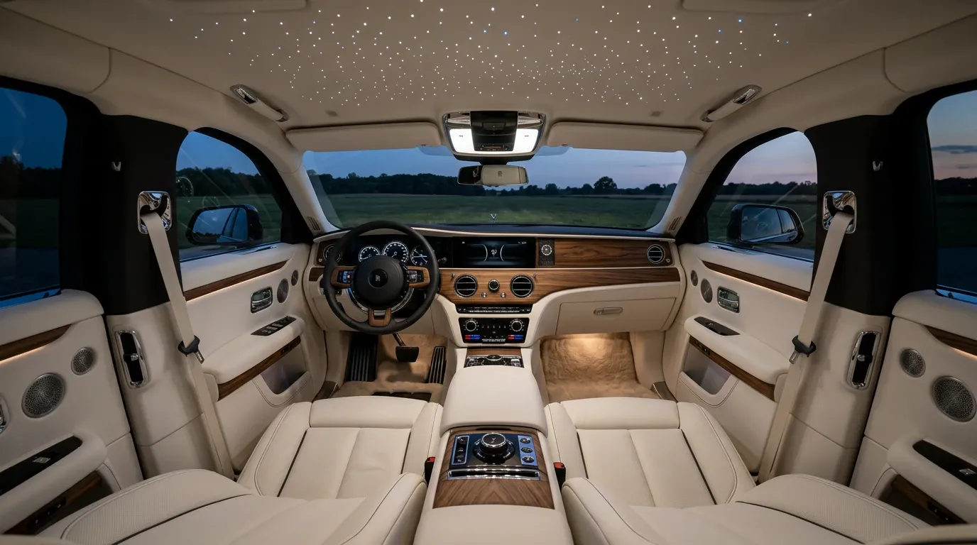 Habitacle ivoire et ciel étoilé de la Rolls-Royce Ghost