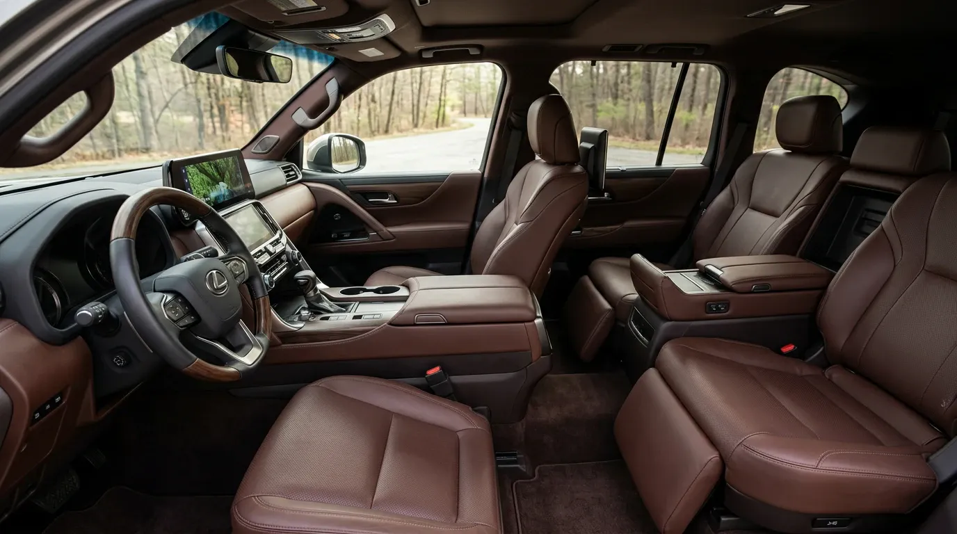 Habitacle cuir marron et boiseries du Lexus LX 600