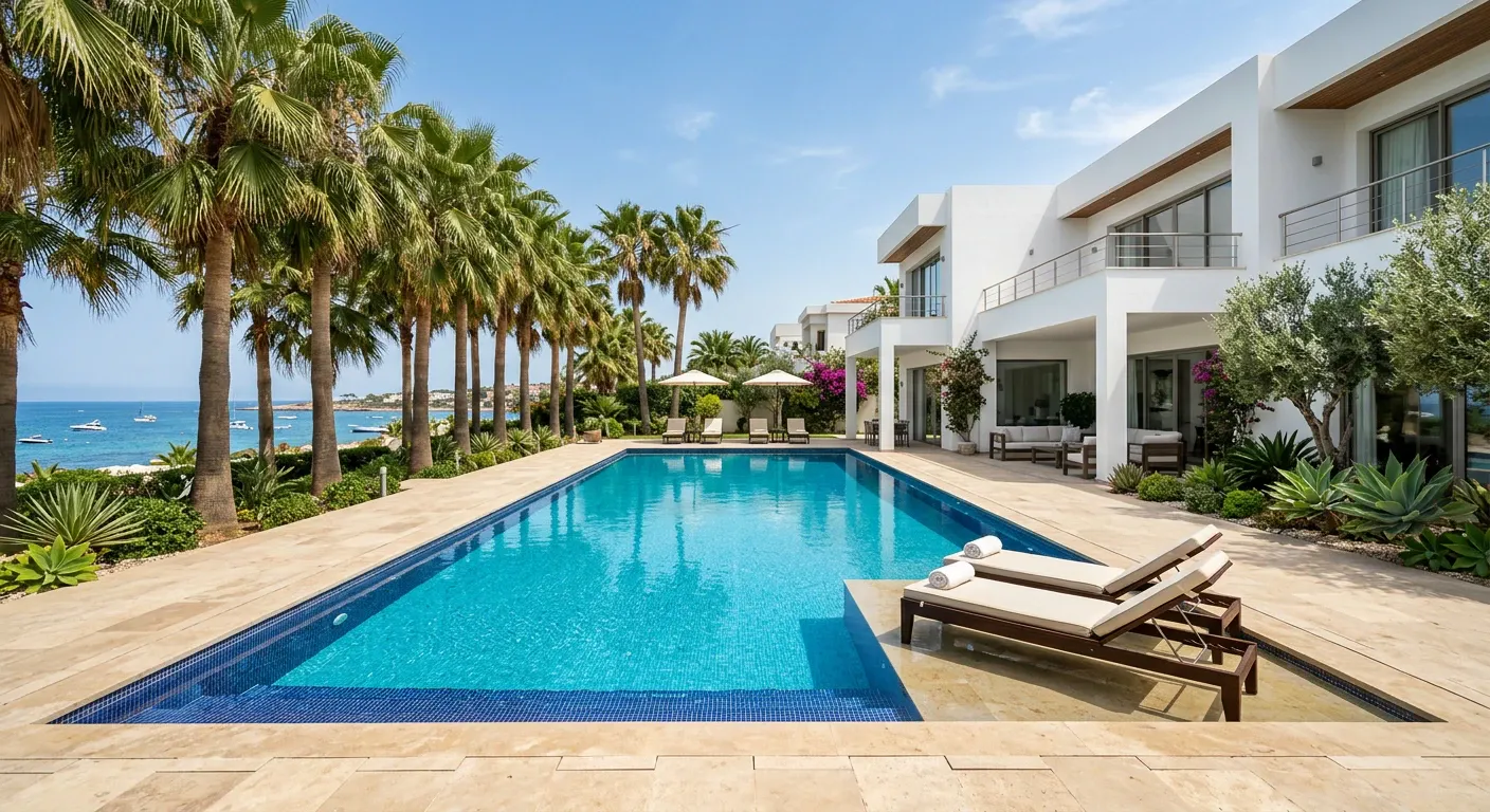 Villa de luxe avec piscine bordée de palmiers à Staouéli