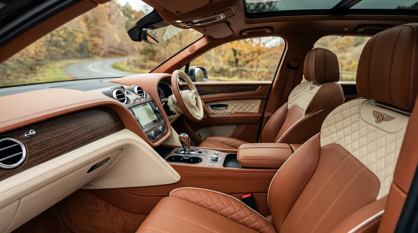 Intérieur cuir noisette matelassé de la Bentayga