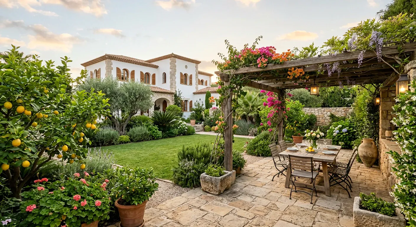 Jardin privé et terrasse sous pergola
