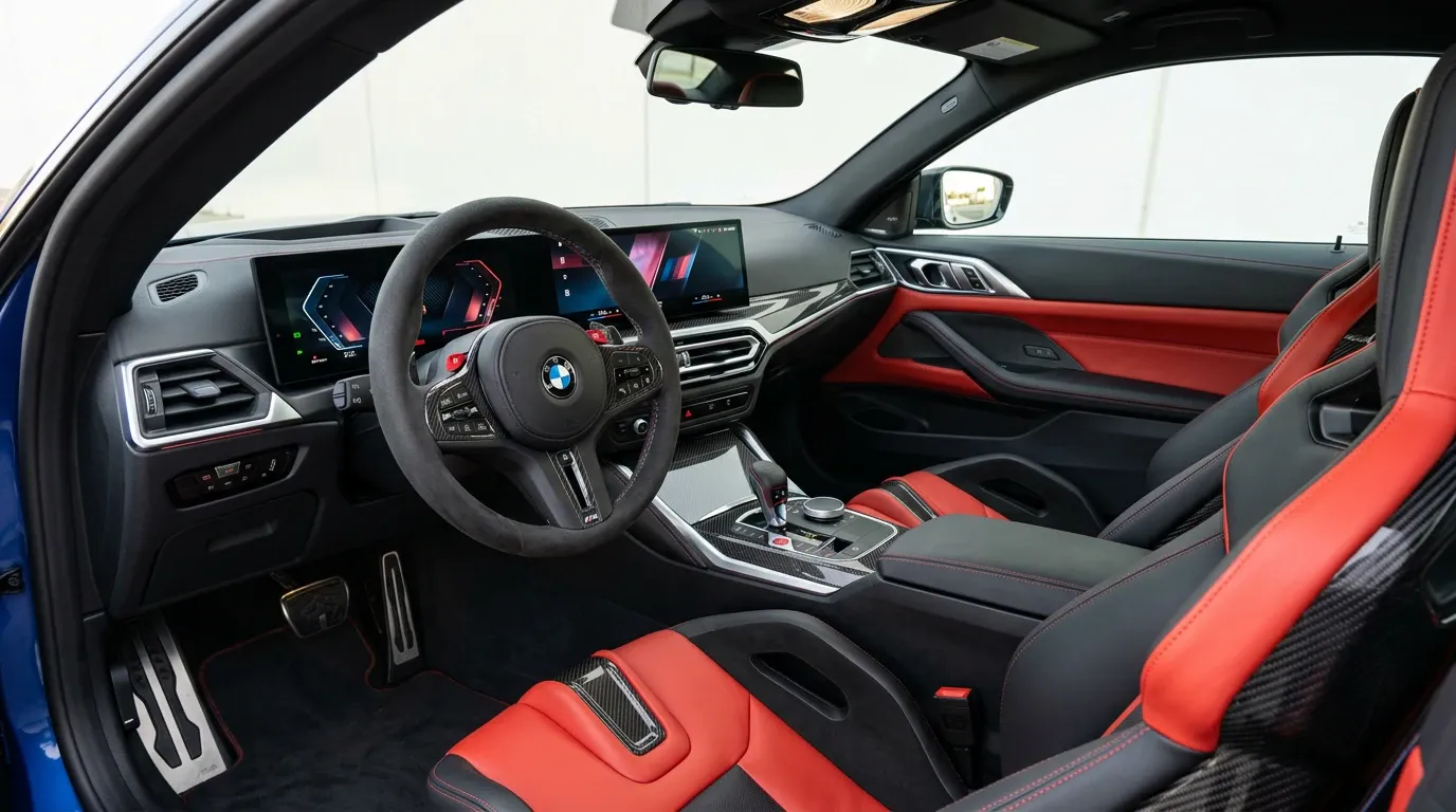 Baquets cuir noir et rouge de la BMW M4 Competition